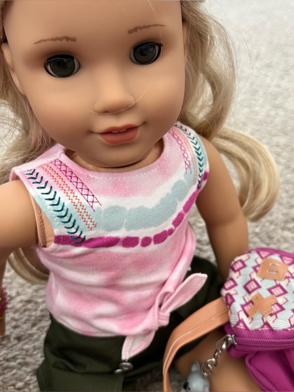 American Girl Doll Kira Girl of the year - Retired Doll in Pink Tie with backpac
